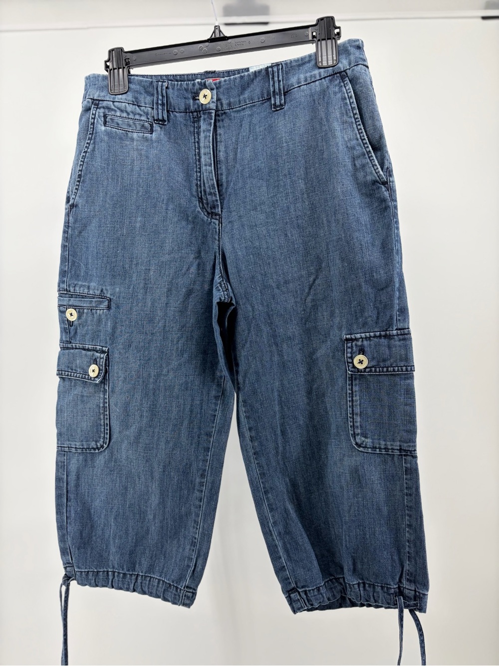 Talbots Denim Capris, Drawstring Cuff, Y2K,Flap Pockets, Women Size‎ 8
